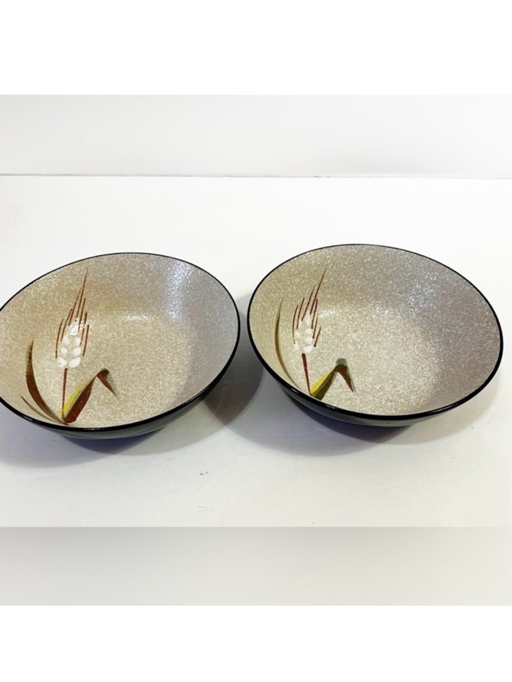 Ucagco Japan Wild Rice Stoneware Coup Cereal Bowl Oven Proof Black Lacquer 6 In